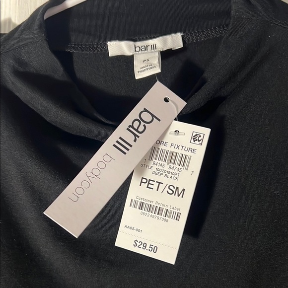 NWT Bar III Elegant Black Women's Top Size Small Rouched Bottom - Picture 2 of 4